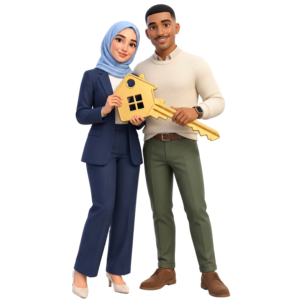 Jeune couple musulman accompagné dans son projet immobilier